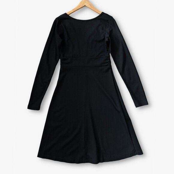 Eddie Bauer Faux Wrap Long Sleeve Black Dress Womens Size Small Travel Comfycore - Picture 8 of 13